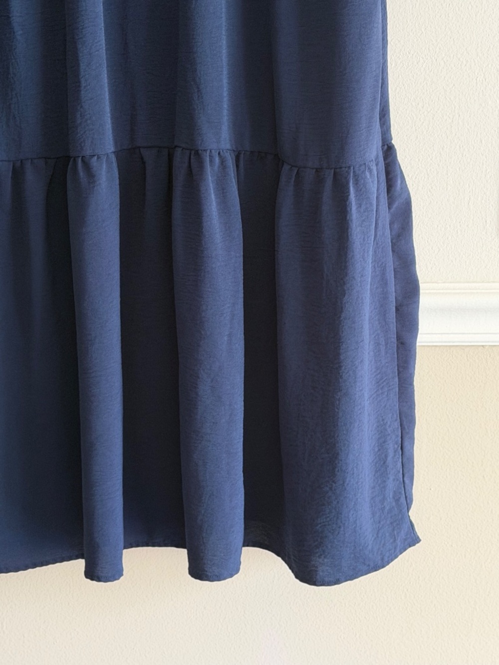 Rachel Zoe Midi Dress Tiered Skirt Navy Blue Long Sleeve Button Bodice Relaxed - Picture 7 of 16